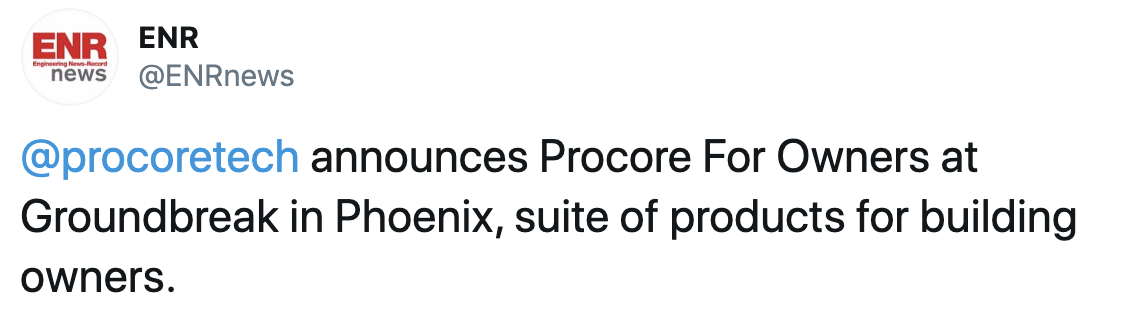 Procore ENR Product Owners